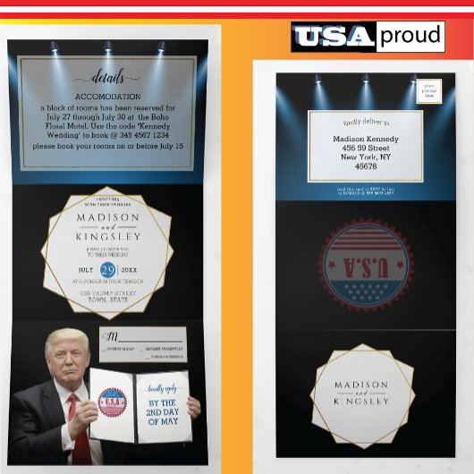 President Trump Wedding Tri-Fold Uitnodiging