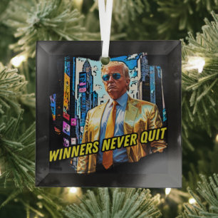 President Trump - Winnaars stoppen nooit Glas Ornament