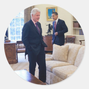 Presidenten Barack Obama & Bill Clinton Ronde Sticker