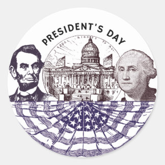 President's Day Klassieke Patriottische Ronde Stic Sticker
