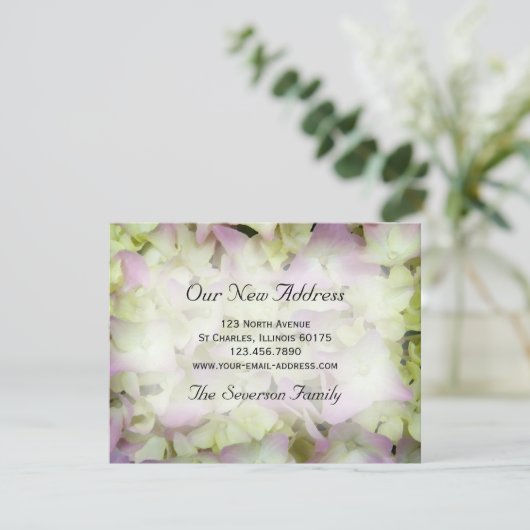 Presque rose Hydrangea New Address Faire-part (Debout devant)