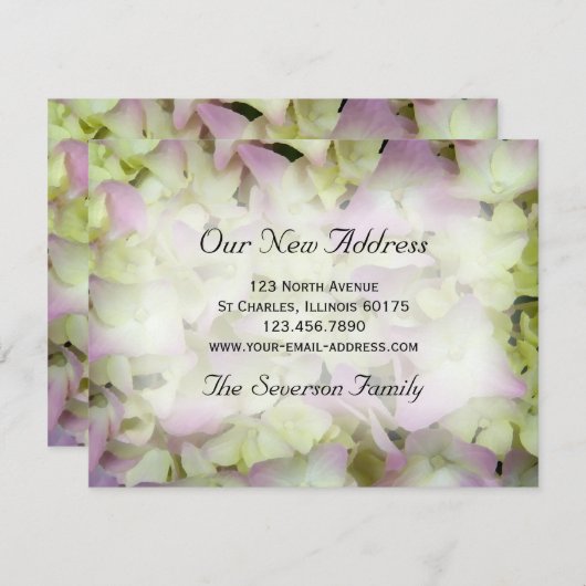 Presque rose Hydrangea New Address Faire-part (Devant / Derrière)