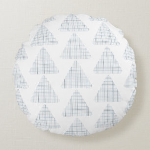 Presque Un Coussin Rond Bleu Triangle Tartan