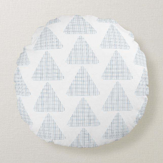 Presque Un Coussin Rond Bleu Triangle Tartan (Devant)