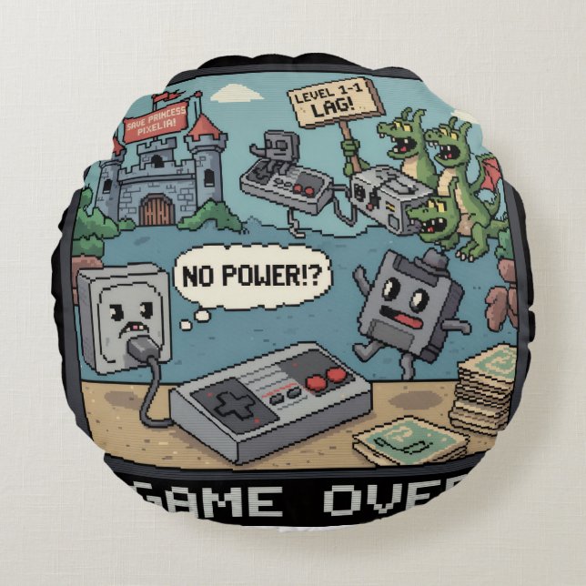 Press Start for Nostalgia! (And a Few Laughs) Rond Kussen (Voorkant)