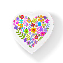 Boho Fleur sauvage Heart Paperweight