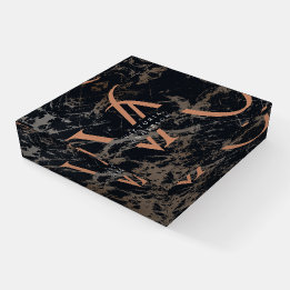 Presse-papiers Élégant Monogramme Marbre foncé Rose Or chic perso