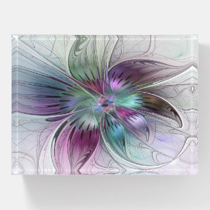 Presse-papiers Fleur Abstraite colorée Art moderne floral fractal