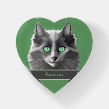 Nebelung Gris Fumé Chat sur vert avec nom