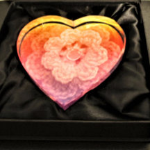 Rainbow Flower Unique Designer Crochet Print Heart