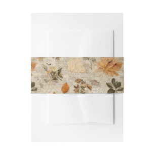 Pressed Leaves & Script Invitation Belly Band Uitnodigingen Wikkel
