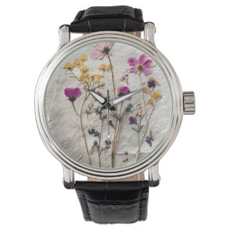 Pressed Wildflower Pastel Nature Watch Horloge