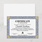 Prestatie Erkenning Goud Blauw Certificaat (Voorkant / Achterkant)
