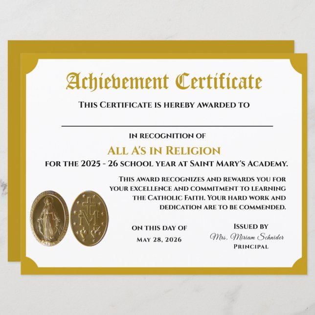  prestatiecertificaat (Voorkant / Achterkant)