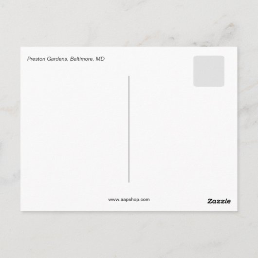  Preston Gardens Baltimore MD Briefkaart (Achterkant)