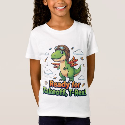 Prêt à Décoller T-Shirt T-Rex Dinosaure Mignon | (Devant)