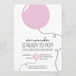 Prêt à pop rose Baby shower fille Invitation