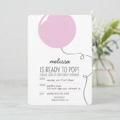 Prêt à pop rose Baby shower fille Invitation (Debout devant)