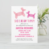 Prêt à pop stylish Girl Baby Shower Invitations (Debout devant)