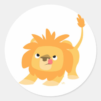 Prêt à ressort Cartoon Lion autocollant rond