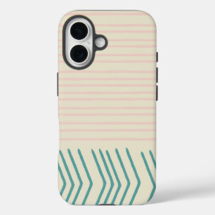 Pret abstracte lijntekening in turquoise en pastel iPhone 16 hoesje