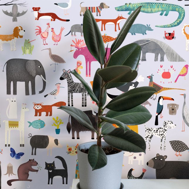 Pret-artwegend kunst behang (Fun animal art wallpaper)