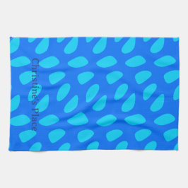 Pret blauw traanvormig abstract patroon theedoek