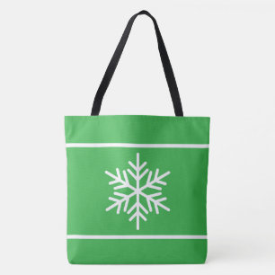 Pret Bright Vakantie Groen Wit Strepen Sneeuwvlokk Draagtas