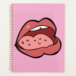 Pret-cartoon geopende mond en lippen planner