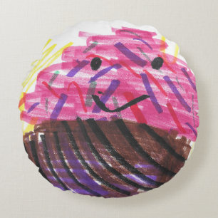 Pret cupcake & regenboog  rond kussen