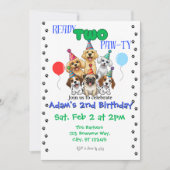Prêt Deux Paw-ty Invitation Anniversaire (Devant)