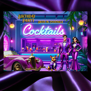 Pret Drive-in Cocktailbar Verjaardag Koppel Bulldo Kaart