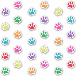 Pret en Mooie Kleurrijke Pootafdruk Sticker Set