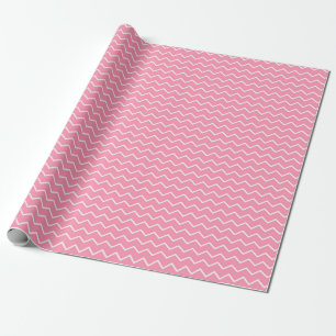 Pret en Speels Roze en Witte Zigzag Patroon Cadeaupapier