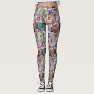 Pret-feëen Collage Fantasie Kunst Leggings