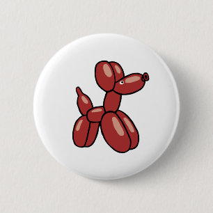 Pret, het rode ontwerp van de ballonhond ronde button 5,7 cm