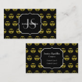 Pret leuk gouden zwart smileys polka stippen patro visitekaartje (Voorkant / Achterkant)