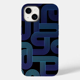 Pret moderne abstract paarsblauw doolhofpatroon Case-Mate iPhone 14 hoesje