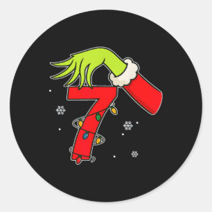 Pret Nummer 7 Kerstmis 67 Zes Zeven Meme Kerstman Ronde Sticker