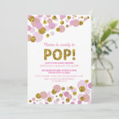 Prêt pour la pop Baby shower Pink Gold Invitation (Debout devant)