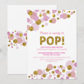 Prêt pour la pop Baby shower Pink Gold Invitation (Devant / Derrière)