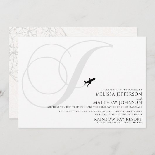 Prêt pour le décollage J Faire-part de mariage ini (Devant / Derrière)