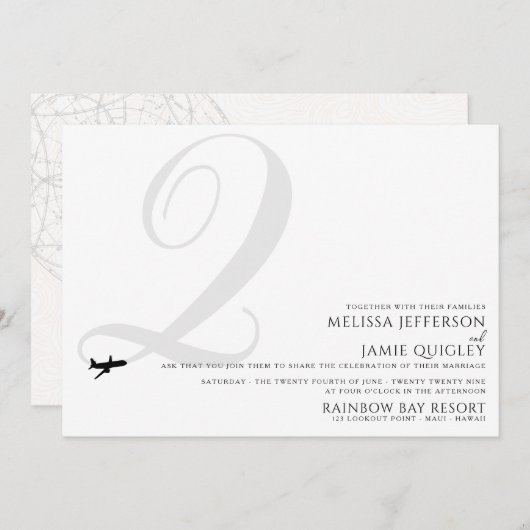 Prêt pour le décollage Q Faire-part de mariage ini (Devant / Derrière)