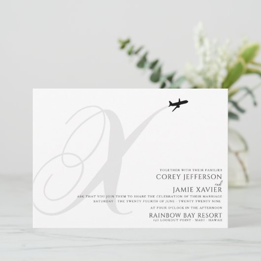 Prêt pour le décollage X Faire-part de mariage ini (Debout devant)