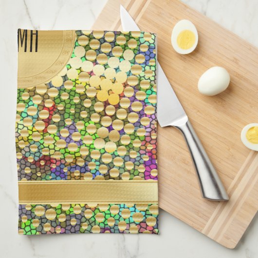 Pret Psychedelisch met Splatter van Gouden Stip Theedoek (Quarter Fold)