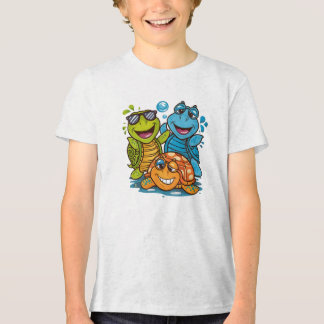 Pret-schilderschildpad Squad Kids Strandontwerp Tri-Blend Shirt
