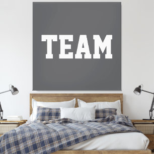 Pret Sportief Gecentreerd TEAM Witte Tekst Op Mode Canvas Afdruk