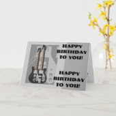 Pret, verjaardagsgroet, zwart-witte guitar. kaart (Gele Bloem)