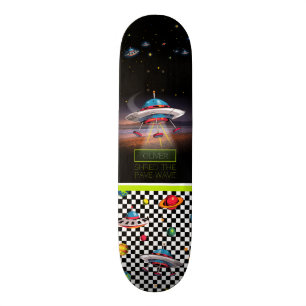 Pret Vliegende Schotel Met Planeten Skateboard