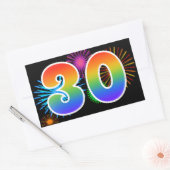 Pret vuurwerk + regenboogpatroon "30" evenement-nu rechthoekige sticker (Envelop)
